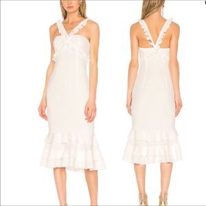Cinq a sept White Kimora Ruffle Halter Midi Dress New With Tags Size 8